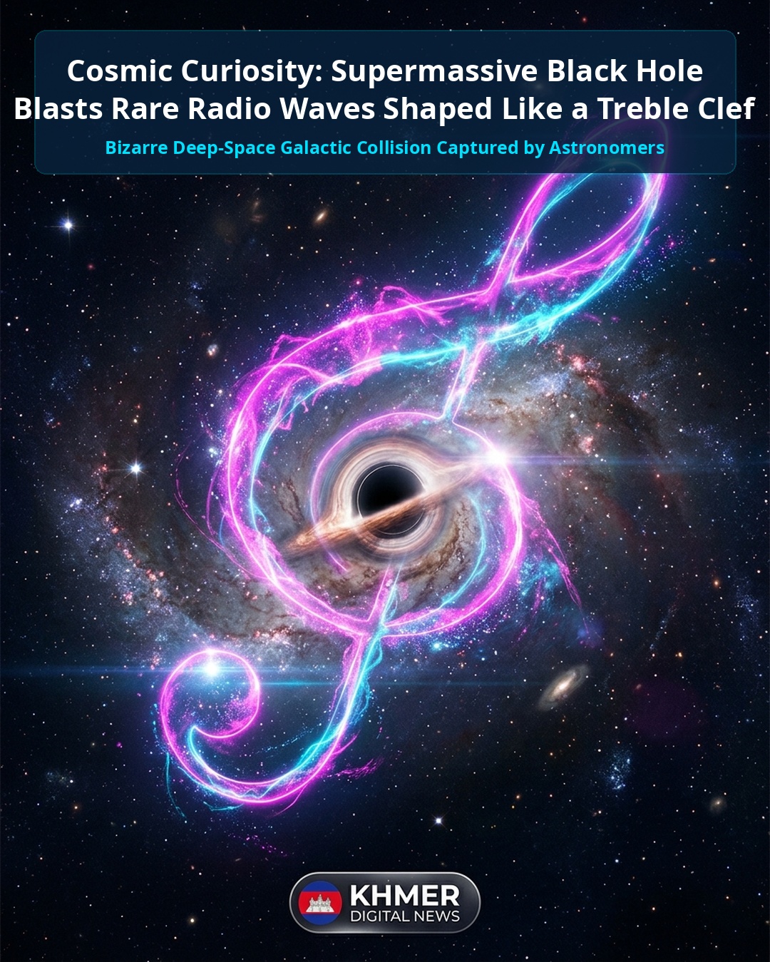 Cosmic Curiosity: Supermassive Black Hole Blasts Out Rare Radio Waves Shaped Like a Treble Clef