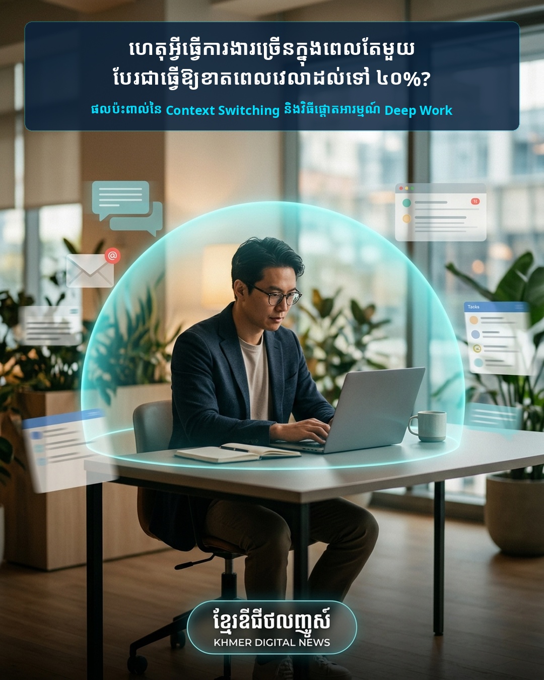 ហេតុអ្វីបានជាធ្វើការ ៨ ម៉ោងពេញតែមិនសូវបានលទ្ធផល? គ្រោះថ្នាក់នៃការធ្វើការងារច្រើនមុខក្នុងពេលតែមួយ (Context Switching)
